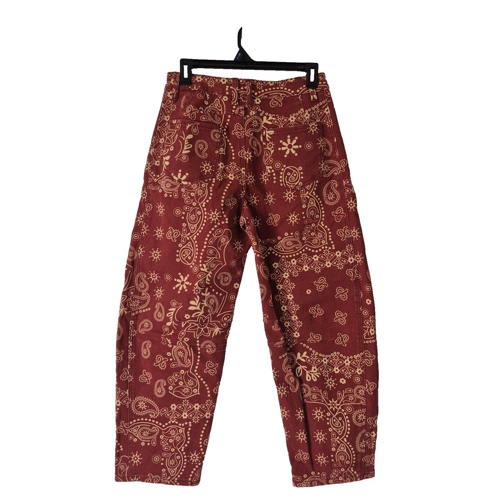 Loveimgs Boyfriend Baggy Barrel Jeans Womens S Paisley Print Denim Ankle Pants - Picture 2 of 10